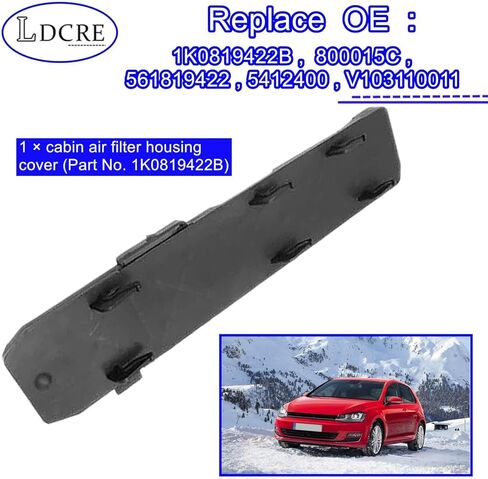 Cabin Air Filter Housing Cover 1K0819422B,Fit for Volkswagen CC 2012-2017,Eos 2007-2016,Golf 2006-2014,Jetta 2005-2017,Tiguan 2008-2017,Passat 2006-2011, TT 2007-2011,Cabin Air Filter Cover Plate in Saudi Arabia