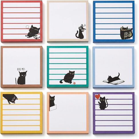 ملاحظات لاصقة لطيفة 9 عبوات، وسادات مذكرة لاصقة مقاس 3x3 بوصة 450 ورقة، مبطنة وفارغة، قرطاسية Kawaii Kitten، هدايا مضحكة لمحبي القطط للنساء، لوازم مكتبية مكتبية مدرسية in Kuwait