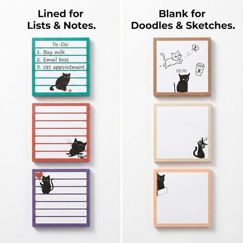 ملاحظات لاصقة لطيفة 9 عبوات، وسادات مذكرة لاصقة مقاس 3x3 بوصة 450 ورقة، مبطنة وفارغة، قرطاسية Kawaii Kitten، هدايا مضحكة لمحبي القطط للنساء، لوازم مكتبية مكتبية مدرسية in Kuwait