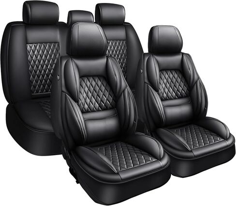 Car Seat Covers Full Set, Leather Seat Covers for Cars, Car Seat Protector Waterproof, Non-Slip Car Interior Covers Full Set Universal Automotive Seat Covers for Most Cars SUVs in Kuwait