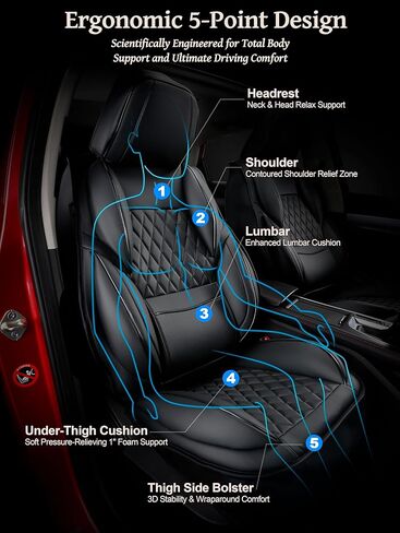 Car Seat Covers Full Set, Leather Seat Covers for Cars, Car Seat Protector Waterproof, Non-Slip Car Interior Covers Full Set Universal Automotive Seat Covers for Most Cars SUVs in Kuwait