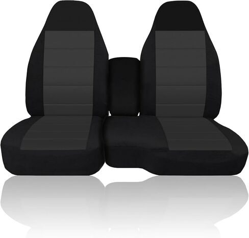 أغطية مقاعد أمامية مقسمة 60/40 لسيارة Chevy Colorado GMC Canyon 2004 2005 2006 2007 2008 2009 2010 2011 2012 مع غطاء مقعد مسند ذراع وحدة التحكم - أسود in Kuwait