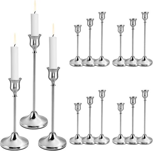 15 Pcs 3 Sizes Black Taper Candle Holders, Decorative Candlestick Holder Metal Candle Stand Candlestick Holder Set for Home Decor Wedding Dinning Party Anniversary in Saudi Arabia