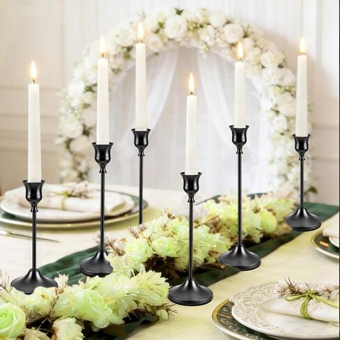 15 Pcs 3 Sizes Black Taper Candle Holders, Decorative Candlestick Holder Metal Candle Stand Candlestick Holder Set for Home Decor Wedding Dinning Party Anniversary in Saudi Arabia