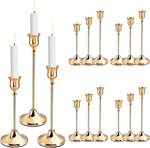15 Pcs 3 Sizes Black Taper Candle Holders, Decorative Candlestick Holder Metal Candle Stand Candlestick Holder Set for Home Decor Wedding Dinning Party Anniversary in Saudi Arabia