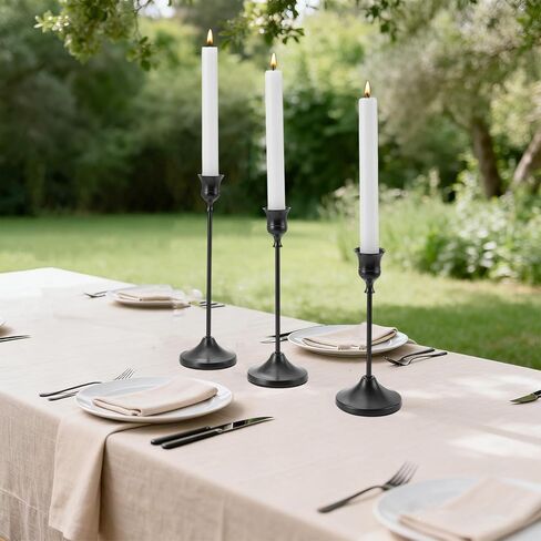 15 Pcs 3 Sizes Black Taper Candle Holders, Decorative Candlestick Holder Metal Candle Stand Candlestick Holder Set for Home Decor Wedding Dinning Party Anniversary in Saudi Arabia