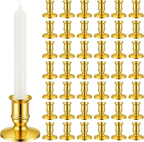 46 قطعة من حاملات الشموع المستدقة، حامل شموع من البلاستيك الذهبي حامل شمعدان مزخرف لحفلات الزفاف، الحفلات، قطعة مركزية للطاولة، ديكور المهرجانات in Kuwait