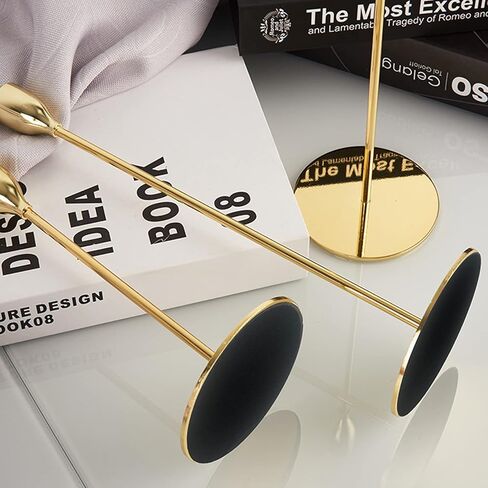 حامل شمعدان ذهبي من MrMrMrKura، حامل شموع مدبب، مجموعة حامل شموع طويلة مكونة من 3 قطع للشموع الطويلة، شمعدان ديكور لحفلات الزفاف والحفلات وديكور المنزل (ذهبي) in Kuwait