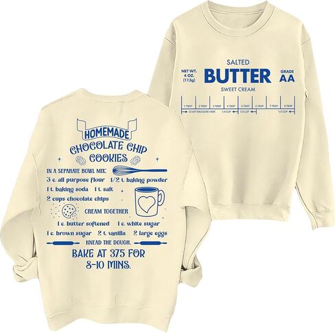 Butter Sweatshirt Salted Butter Shirt Funny Sweatshirts for Women Cute Graphic Tees Baking Lovers T-Shirt in Saudi Arabia