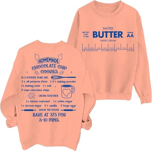 Butter Sweatshirt Salted Butter Shirt Funny Sweatshirts for Women Cute Graphic Tees Baking Lovers T-Shirt in Saudi Arabia