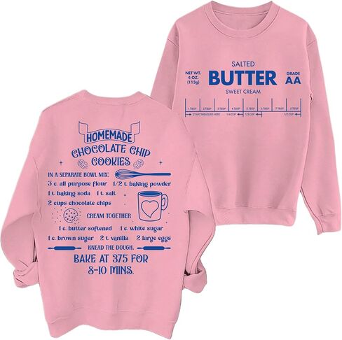 Butter Sweatshirt Salted Butter Shirt Funny Sweatshirts for Women Cute Graphic Tees Baking Lovers T-Shirt in Saudi Arabia