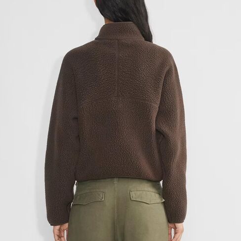 Womens Fleece Sweatshirts Cropped Half Zip Sherpa Pullover Fuzzy Warm Winter Jackets with Zipper Pockets in Saudi Arabia