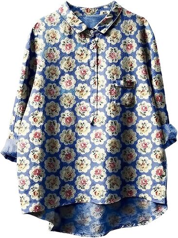 Women's Retro Ethnic Floral Art Print Casual Shirt in Saudi Arabia