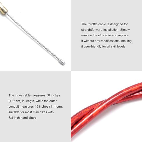 50 Inch Mini Bike Throttle Cable, Replacement for Coleman CT200U, Baja Warrior MB165 MB200 DB30 196cc 6.5hp 200cc Motovox MBX10 MBX11 GX160 GX200 Pit Bike in Kuwait