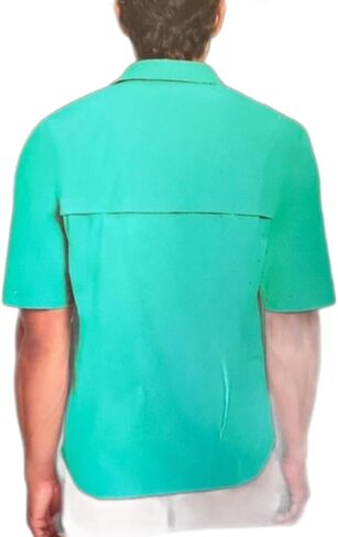 G.H. Bass & Co. Men's Excursion Performance Woven Short Sleeve Shirt (US, Alpha, X-Large, Regular, Regular, Light Blue Green) in Kuwait