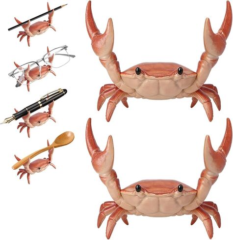 2PCS Desk Crab Pen Holder, New Cute Crab-Shaped Pen Holders, Creative Weightlifting Crabs Penholder Bracket Storage, Funny Desk Organizer for Office Desk, Family Exhibitions, Shop Windows in Saudi Arabia