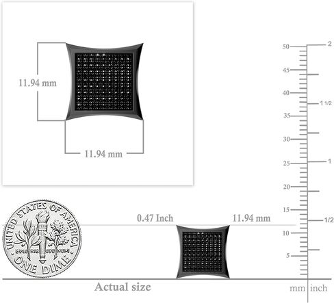 Dazzlingrock Collection Round Black Diamond Micro Pave Dice Shape Unisex Stud Earring (0.23 ctw, Color Black, Clarity Opaque) in Black Plated 925 Sterling Silver in Saudi Arabia