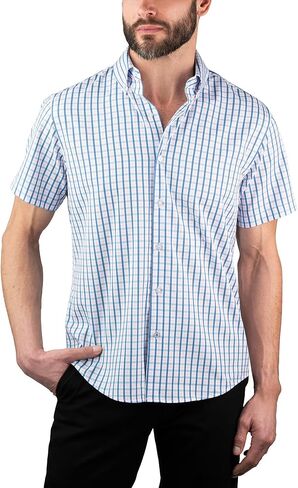 Nautica Slim Fit Short Sleeve Shirt for Men - Wrinkle Resistant Supershirt Stretch Fabric Breathable in Kuwait