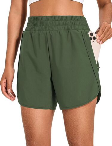 KPSUN Women's Athletic Running Shorts 5" High Waisted Summer Workout Gym Shorts with Zipper Pockets Lightweight Quick Dry in Kuwait