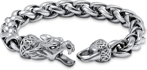 سوار تنين للرجال، سوار من الفولاذ المقاوم للصدأ كوبي، هدايا مجوهرات بانك، الطول 8.7 بوصة in Kuwait