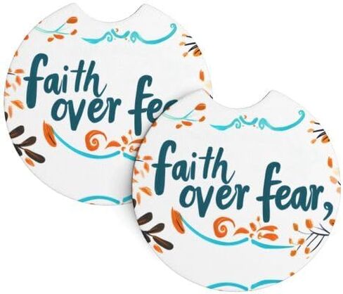 مجموعة تزيين غطاء عجلة القيادة من Faith Over Fear مكونة من 3 قطع مع قاعدتين، مجموعة داخلية مريحة وغير قابلة للانزلاق للسيارة - تناسب غطاء عجلات القيادة مقاس 14.5-15 بوصة للسيارات وسيارات الدفع الرباعي والشاحنات in Kuwait