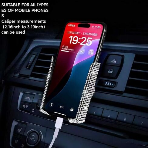 Universal 15-inch Steering Wheel Cover, Rhinestone Center Console Cover, Sparkling Gear Shift Cover, Gold car Phone Holder, 4-Piece Crystal car Decoration Set (White) in Saudi Arabia