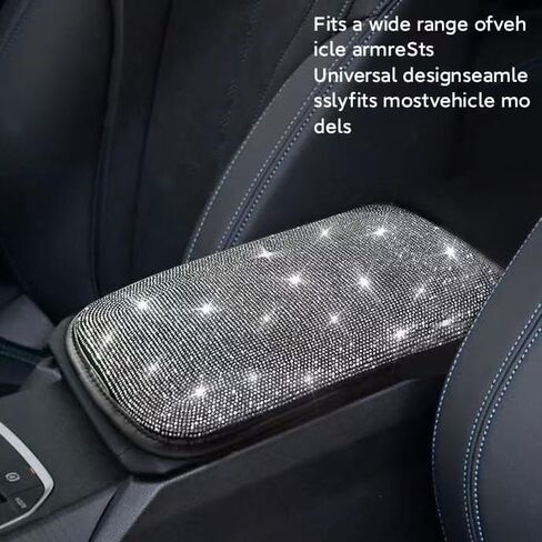 Universal 15-inch Steering Wheel Cover, Rhinestone Center Console Cover, Sparkling Gear Shift Cover, Gold car Phone Holder, 4-Piece Crystal car Decoration Set (White) in Saudi Arabia