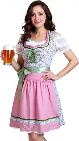 3 Pieces Dirndl Dresses Women Oktoberfest Outfits Women Cotton German Costume Traditional Bavarian Beer Carnival Outfit in Saudi Arabia