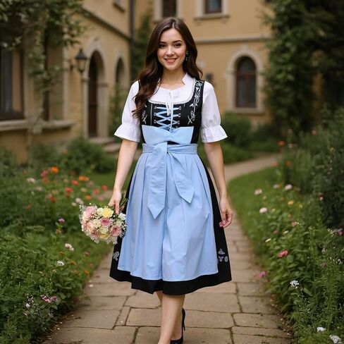 3 Pieces Dirndl Dresses Women Oktoberfest Outfits Women Cotton German Costume Traditional Bavarian Beer Carnival Outfit in Saudi Arabia