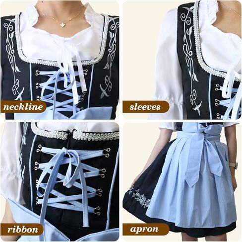 3 Pieces Dirndl Dresses Women Oktoberfest Outfits Women Cotton German Costume Traditional Bavarian Beer Carnival Outfit in Saudi Arabia