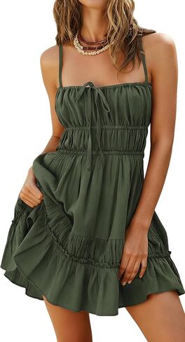 Kate Kasin Womens Sleeveless Backless Mini Dress, Summer Boho Dresses with Pockets, Beach Vacation Flowy Sundress in Saudi Arabia