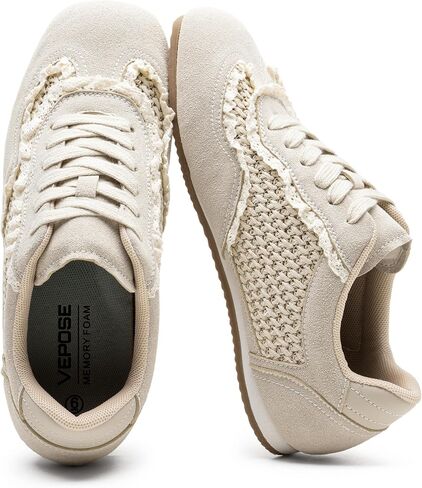 Vepose Women's Fashion Sneakers, Dressy Casual Square Toe Lace Detail Retro Tennis Shoes, Comfortable Walking 8205 Trainers in Saudi Arabia
