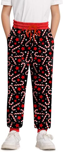 Unisex Kids 4th of July American Flag Print Pants Patriotic Drawstring Jogger with Pockets 6-14 Years in Saudi Arabia