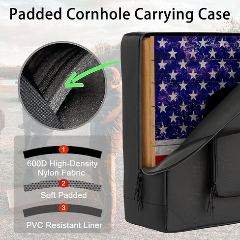 حقيبة حمل كورنهول تحمل 8 أكياس كورنهول (4 لكل جانب) حامل كورنهول بين باج مع مقبض محمول وحزام كتف، أسود in Kuwait