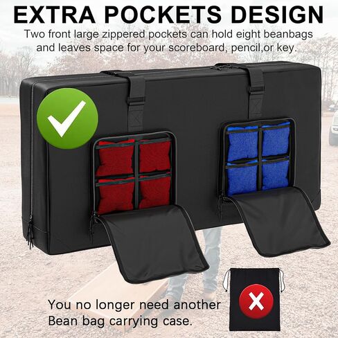 حقيبة حمل كورنهول تحمل 8 أكياس كورنهول (4 لكل جانب) حامل كورنهول بين باج مع مقبض محمول وحزام كتف، أسود in Kuwait