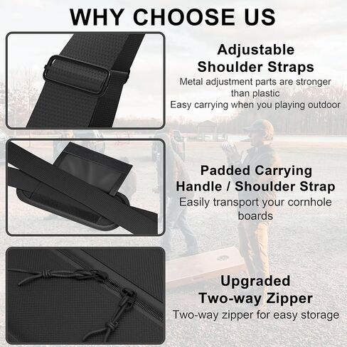 حقيبة حمل كورنهول تحمل 8 أكياس كورنهول (4 لكل جانب) حامل كورنهول بين باج مع مقبض محمول وحزام كتف، أسود in Kuwait