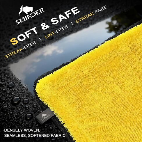 1400 GSM Car Drying Towels – Microfiber Towels for Cars (48" x 24"), Ultra-Absorbent, Streak-Free, Scratch-Free, No Water Spots, Double-Twist Pile & Edgeless Design in Kuwait