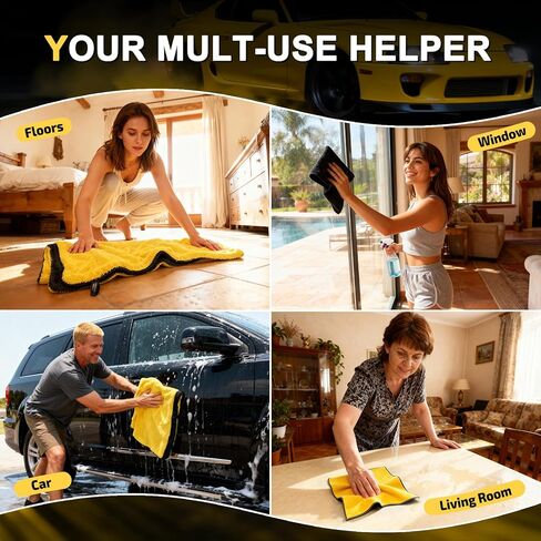 1400 GSM Car Drying Towels – Microfiber Towels for Cars (48" x 24"), Ultra-Absorbent, Streak-Free, Scratch-Free, No Water Spots, Double-Twist Pile & Edgeless Design in Kuwait