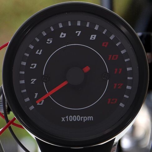 Universal Motorcycle Tachometer 13000 per Minute with Red and Blue LED Backlight, High-Precision Speedometer Gauge for Single-Cylinder Bikes, Night Riding Motorcycle Gauge in Saudi Arabia