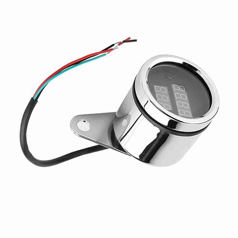 2 in 1 Motorcycle LED Digital Voltmeter Tachometer Gauge Metal Odometer Speedometer with Excellent Workmanship and housing for Universal Installation in Kuwait