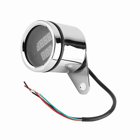 2 in 1 Motorcycle LED Digital Voltmeter Tachometer Gauge Metal Odometer Speedometer with Excellent Workmanship and housing for Universal Installation in Kuwait