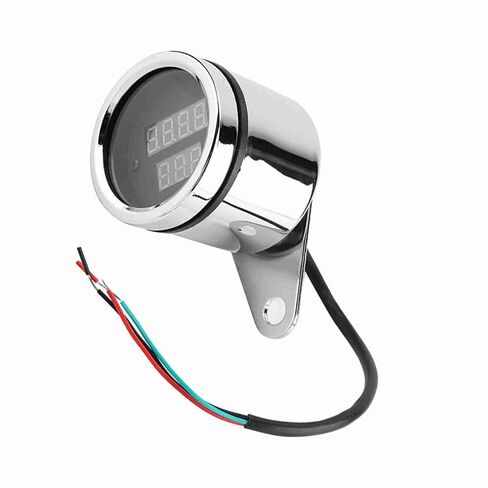 2 in 1 Motorcycle LED Digital Voltmeter Tachometer Gauge Metal Odometer Speedometer with Excellent Workmanship and housing for Universal Installation in Kuwait