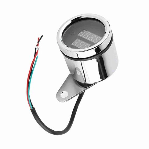 2 in 1 Motorcycle LED Digital Voltmeter Tachometer Gauge Metal Odometer Speedometer with Excellent Workmanship and housing for Universal Installation in Kuwait