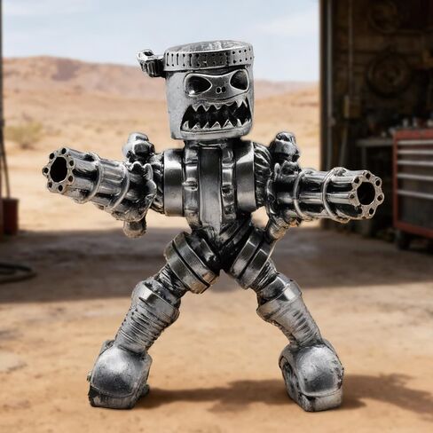 Gun-wielding Robot Soldier Figurine Statue - Resin Sculpture Home Decor - Military War Model for Desktop, Gaming Room, Halloween - Unique Gift for Men & Collectors (D) in Saudi Arabia