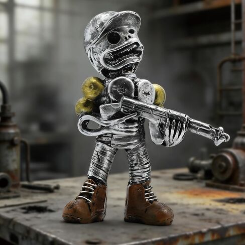Gun-wielding Robot Soldier Figurine Statue - Resin Sculpture Home Decor - Military War Model for Desktop, Gaming Room, Halloween - Unique Gift for Men & Collectors (D) in Saudi Arabia