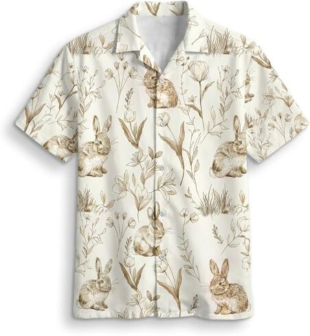 Rabbit Shirt Button Up Women Men, Bunny Hawaiian Shirt, Easter Shirt Short Sleeve in Saudi Arabia