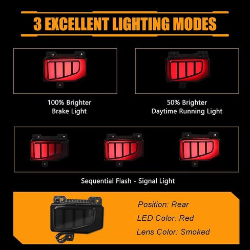 Dynamic Rear Fog Bumper Reflector Brake Tail Lights for 2020-2023 Gladiator in Kuwait