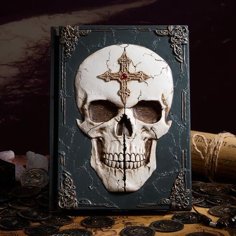 Gothic Skull Embossed Journal - Vintage Pirate Notebook with Floral Bone Cover, grimoire,Thick Paper for Drawing & Poetry, Gift for men and Women in Kuwait