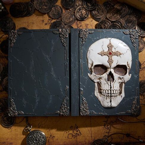Gothic Skull Embossed Journal - Vintage Pirate Notebook with Floral Bone Cover, grimoire,Thick Paper for Drawing & Poetry, Gift for men and Women in Kuwait