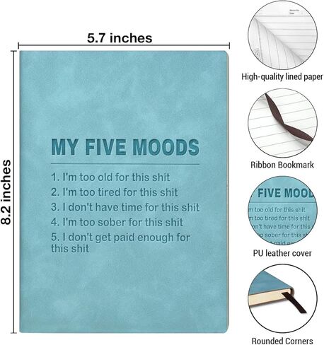 Funny Office Notebook - Sarcastic Gag Gifts for Coworker Colleague Friends Office Worker - My Five Moods Journal - Blue in Saudi Arabia